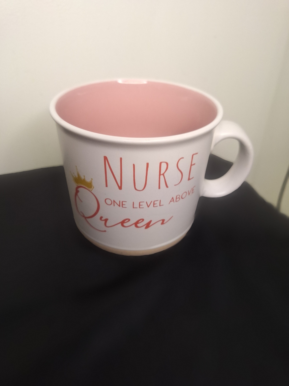 "Nurse One Level Above Queen" Ceramic Mug - Pink and White Large Size 14" X 4" T